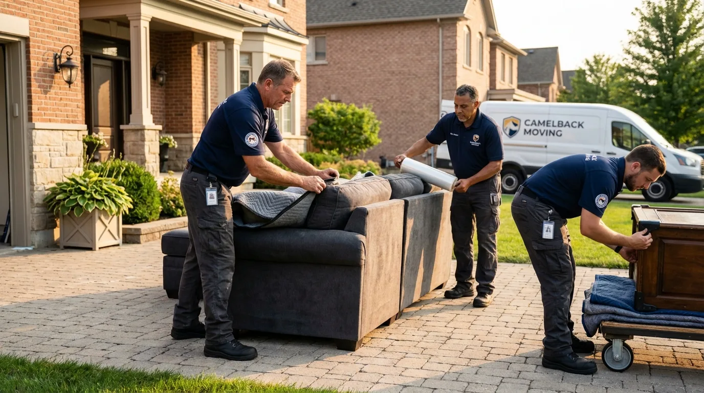 Large estate moving crew wrapping furniture in Gibbsboro, NJ