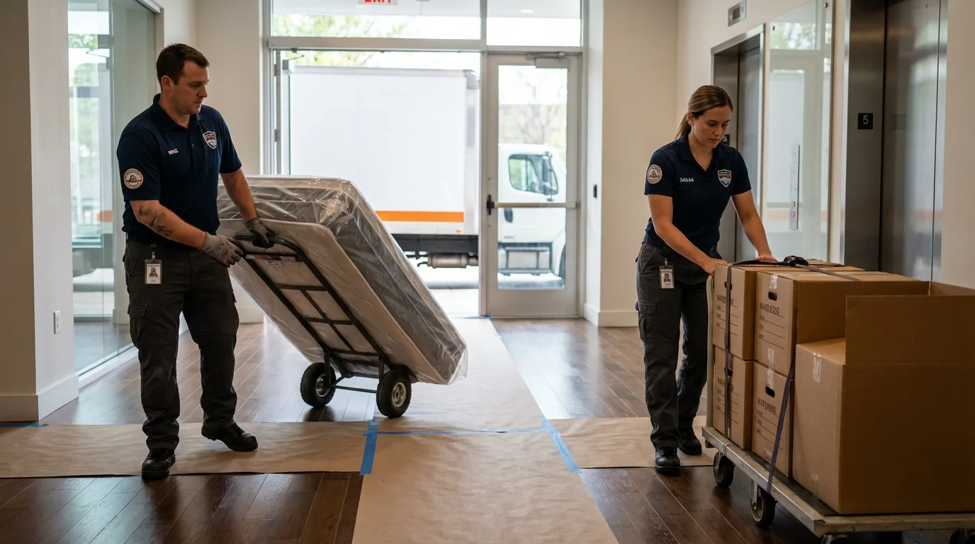 Professional apartment movers loading elevator in Gibbsboro, NJ