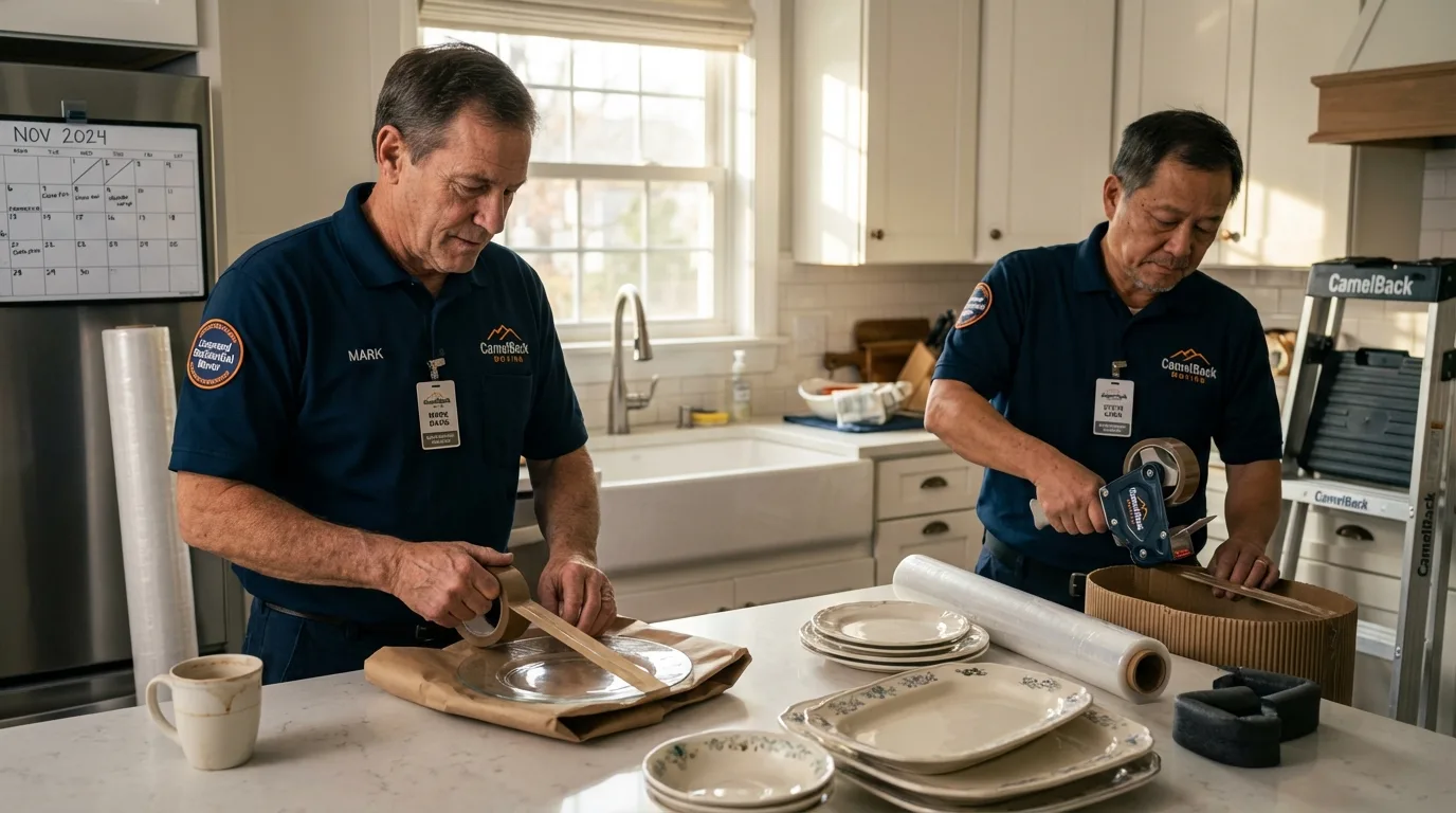 Professional crew packing kitchen dishware in Gibbsboro, NJ